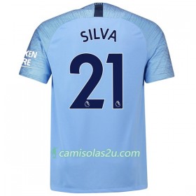 Camisolas de Futebol Manchester City Silva 21 Equipamento Principal 2018/19 Manga Curta